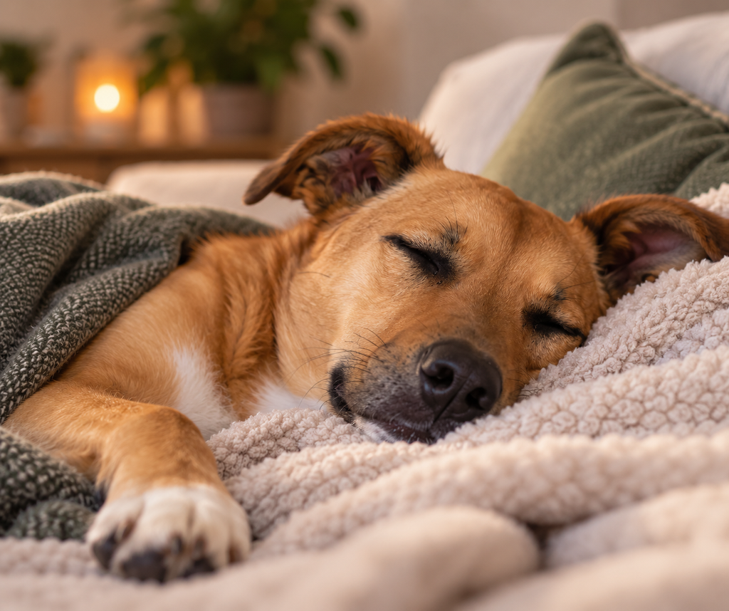 Entspannt schlafender Hund – Schmatzen vor dem Einschlafen kann völlig normal sein